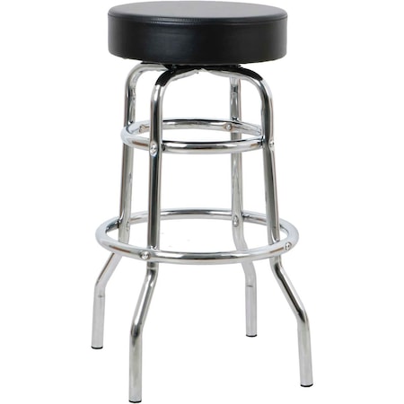 Interion By Global Industrial Interion Antimicrobial Bonded Leather Swivel Barstool, 30inH, Black 695726-AM